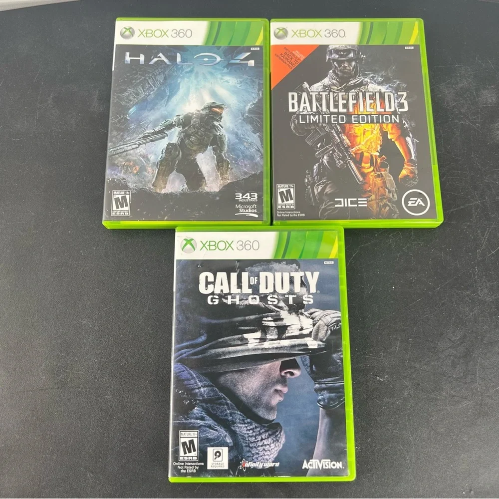 Microsoft Xbox 360 S 4GB Console System Bundle Lot With 9 Games Tested & Working